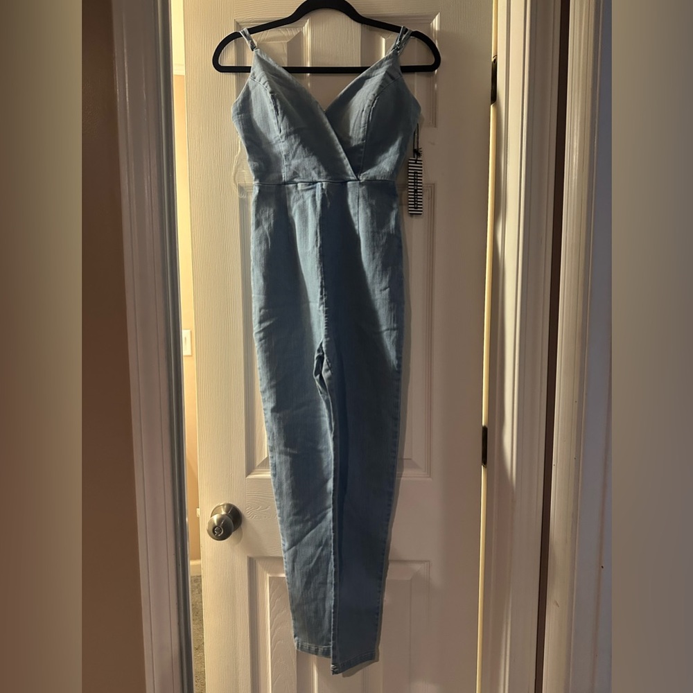 Light Blue denim strapped jumpsuit